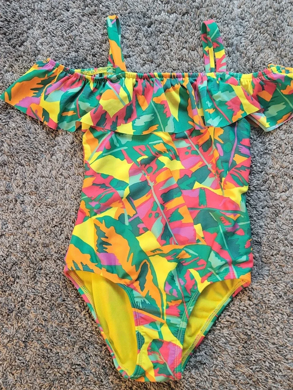 Colorful Tropical Off-Shoulder One-Piece Swimsuit Cat & Jack Size 4T